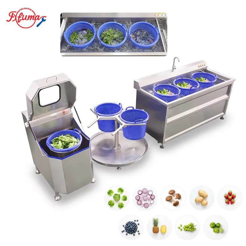 Ultrasonic Fruit Vegetable Washing & Dewatering Machine Set 300-500kg/h Ultrasonic Fruit Vegetable Washing & Dewatering Machine Set 300-500kg/h